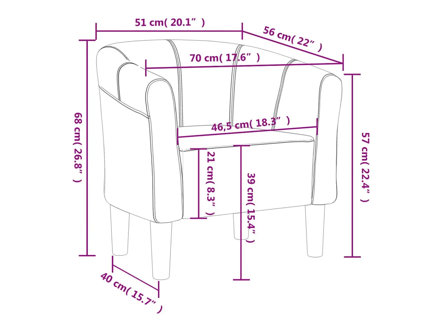 Poltrona*vidaxl Poltrona tecido Castanho