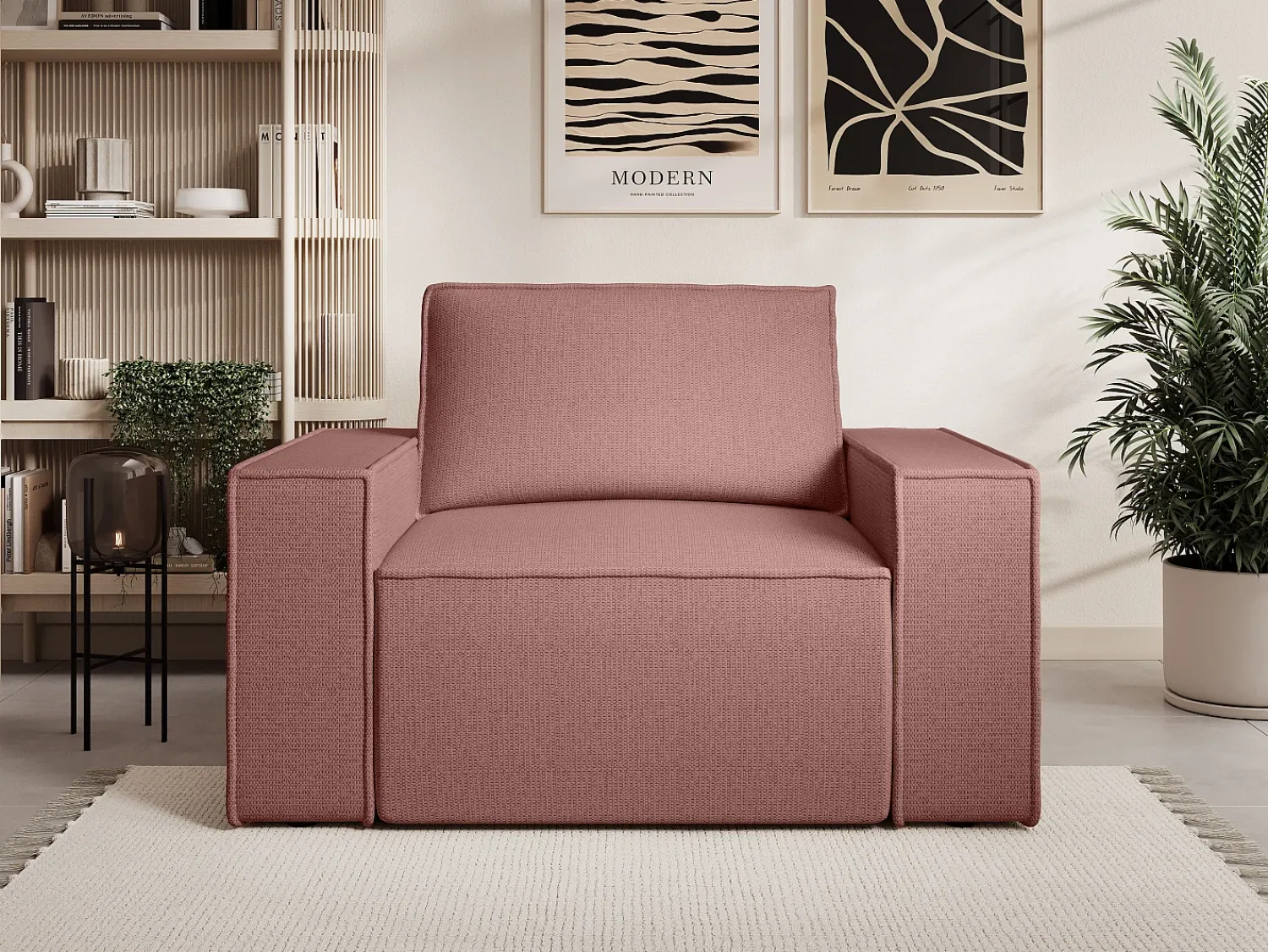 Poltrona|Vente-unique Poltrona tecido texturizado estilo design AMELIA Terracota