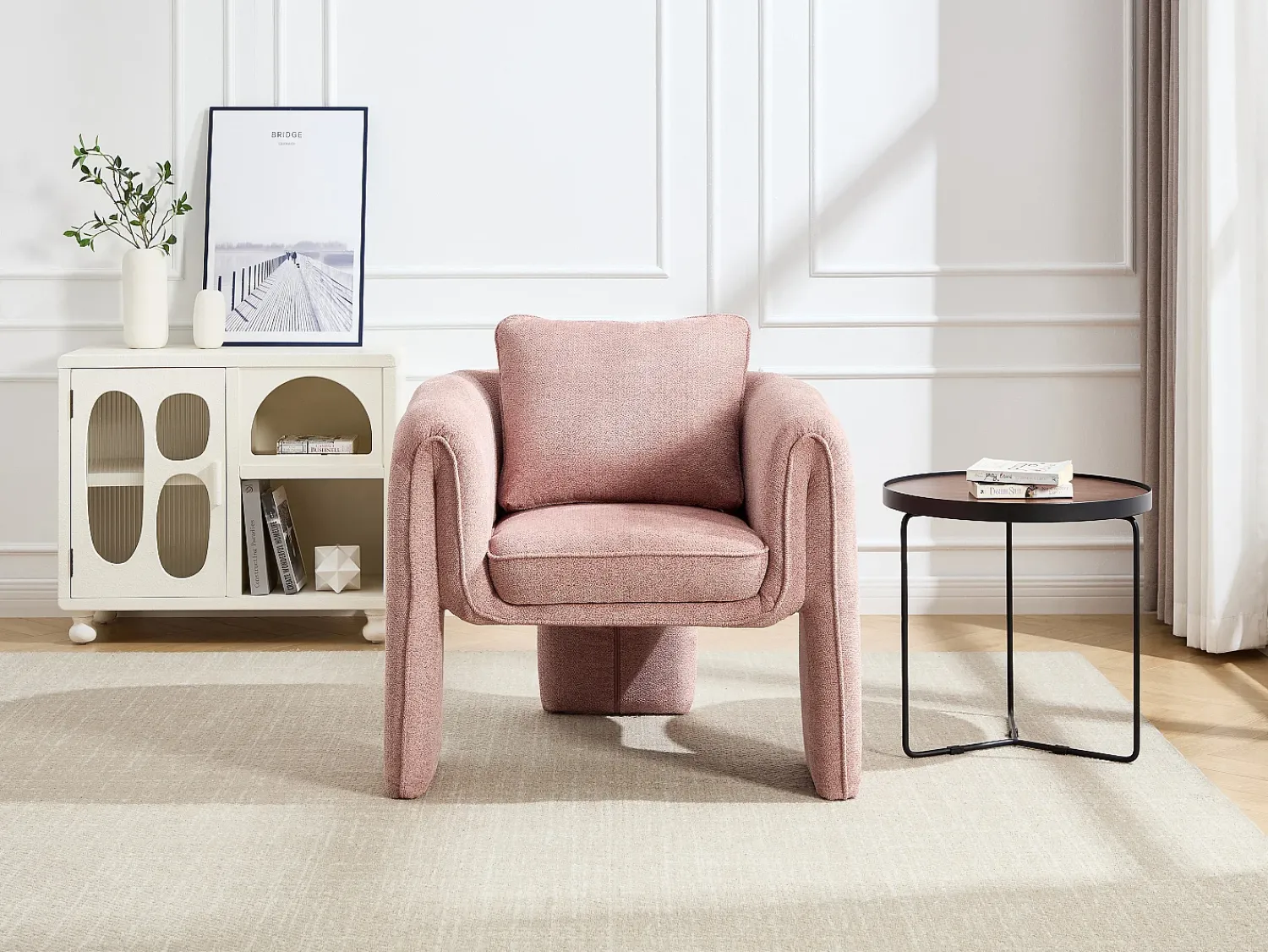 Poltrona|Vente-unique Poltrona tripé de tecido cor JOLIPIA Rosa