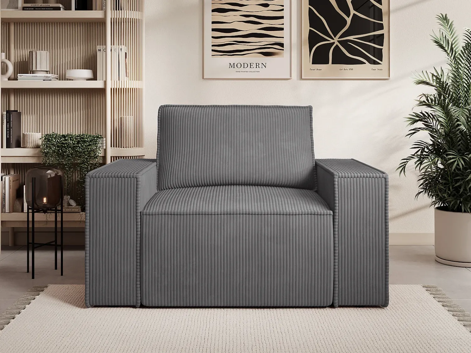 Vente-unique Poltrona veludo canelado estilo design AMELIA^ Poltrona