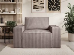 Poltrona|Vente-unique Poltrona veludo canelado estilo design AMELIA Malva