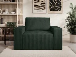Vente-unique Poltrona veludo canelado verde abeto estilo design AMELIA^ Poltrona