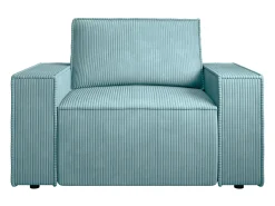 Best Vente-unique Poltrona veludo canelado azul-turquesa estilo design AMELIA Azul turquesa