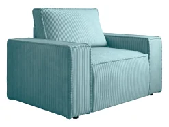 Best Vente-unique Poltrona veludo canelado azul-turquesa estilo design AMELIA Azul turquesa