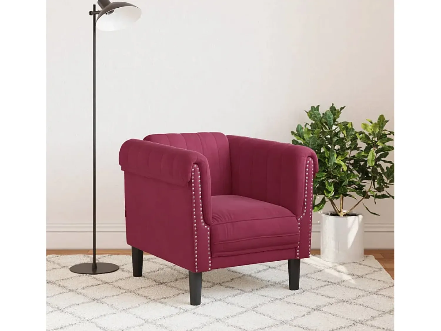 New Poltrona veludo -tinto PT355919 Vermelho