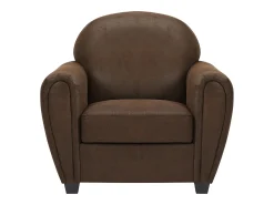 Poltrona|Vente-unique Poltrona VICTORY III em microfibra com aparência de couro envelhecido. Castanho