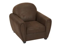 Poltrona|Vente-unique Poltrona VICTORY III em microfibra com aparência de couro envelhecido. Castanho