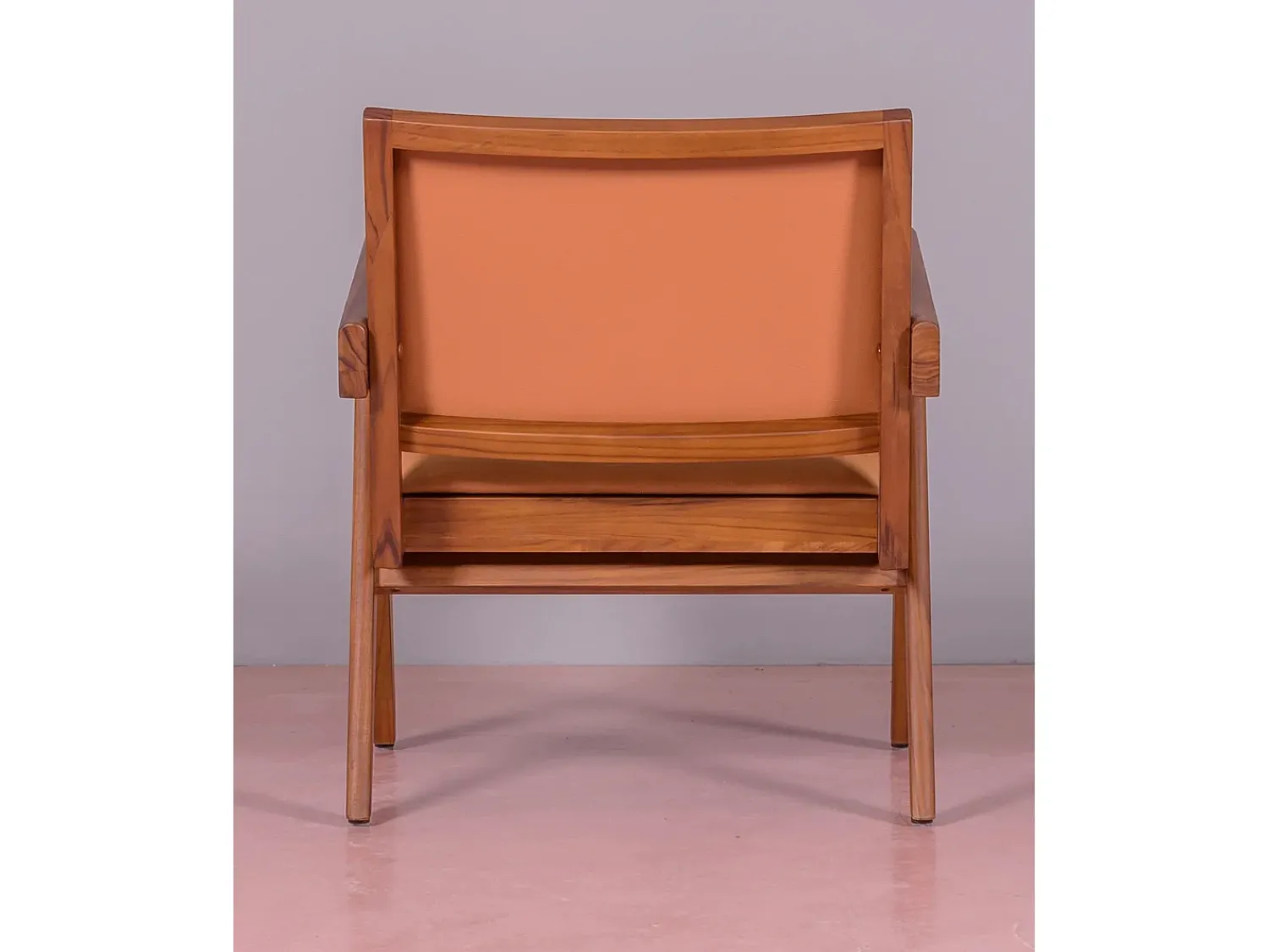 Poltrona*Nest Dream Poltrona vintage com braços em madeira teca e couro italiano - Compass - Conhaque Castanho