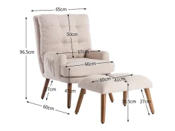 Hot ModernLuxe Poltrona Vonvertible com apoio para os pés e encosto ajustável - Bege