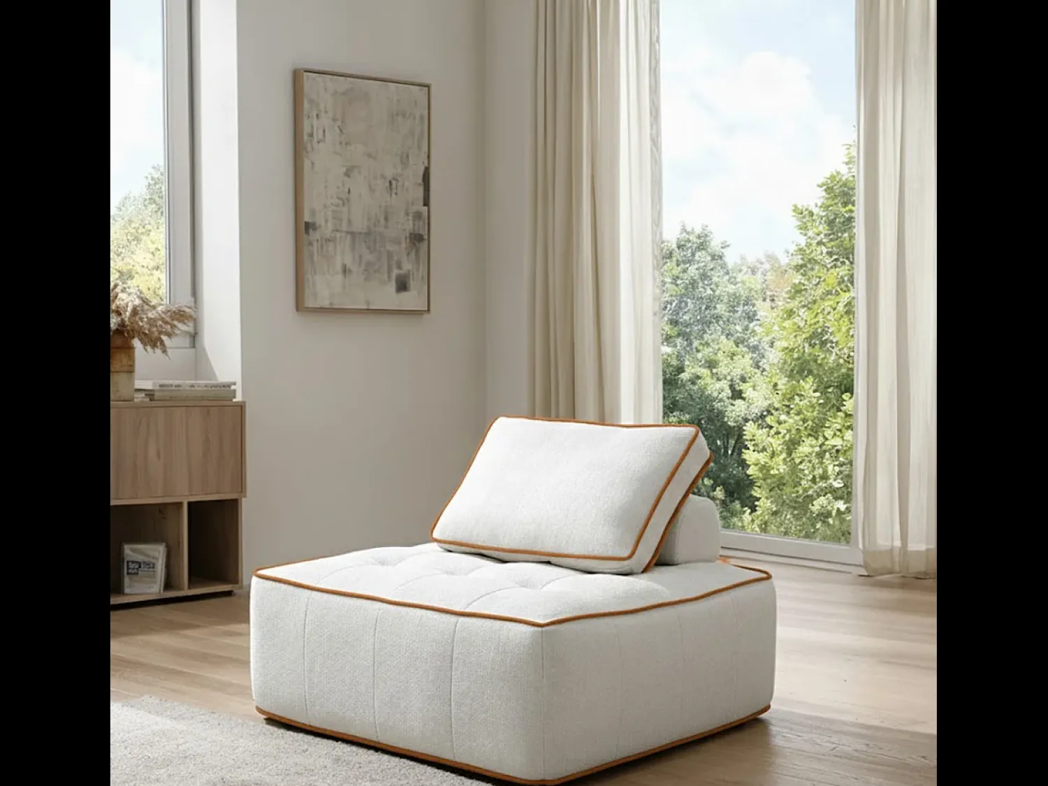 Poltrona Zen 1 lugar - branco e laranja^ Poltrona