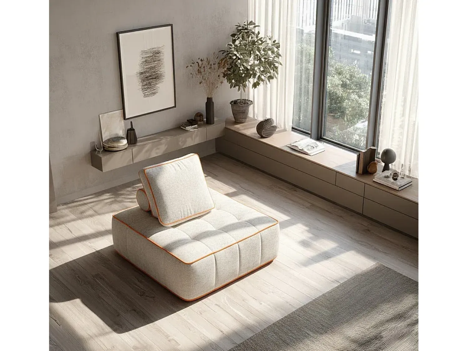 Poltrona Zen 1 lugar - branco e laranja^ Poltrona