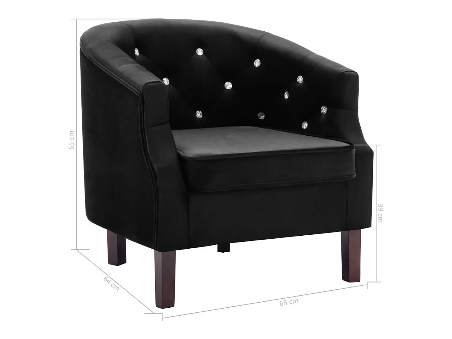 Outlet Helloshop26 Poltrona/cadeira/sofá de clube com estofamento em veludo 1102155/4 Preto