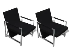 Poltronas com estrutura cromada 2 pcs couro artificial PT196299^ Poltrona