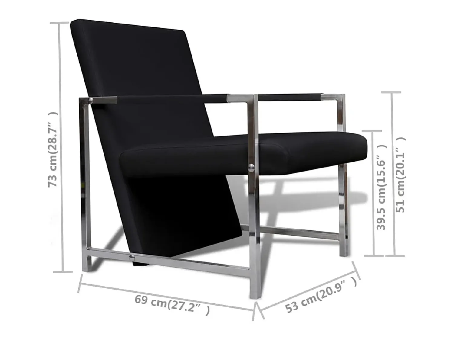 Poltrona| Poltronas com estrutura cromada 2 pcs couro artificial SHL932263 Preto