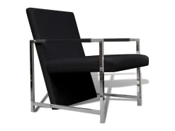 Poltrona| Poltronas com estrutura cromada 2 pcs couro artificial SHL932263 Preto