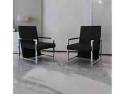 Poltrona| Poltronas com estrutura cromada 2 pcs couro artificial SHL932263 Preto