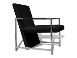 Poltrona| Poltronas com estrutura cromada 2 pcs couro artificial SHL932263 Preto