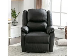 Poltrona|Merax Poltronas extensíveis em couro sintético - sofás convidativos - com apoio para os pés - PU - Preto