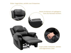 Poltrona|Merax Poltronas extensíveis em couro sintético - sofás convidativos - com apoio para os pés - PU - Preto