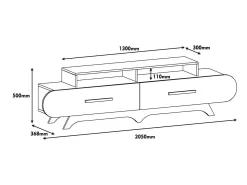 Móvel De Tv|Dmora Porta móvelA TV Dpereyr, Aparador de sala, Armário de TV baixo, Base de parede equipada, 205x37h50 cm, Nogueira e Branco Castanho