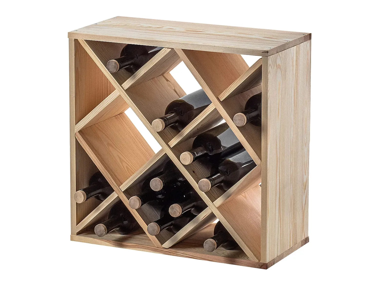 Acessórios De Arrumação|Acessório Vinho E Bar| Porta-vinhos Loreo, grade de madeira, marrom claro