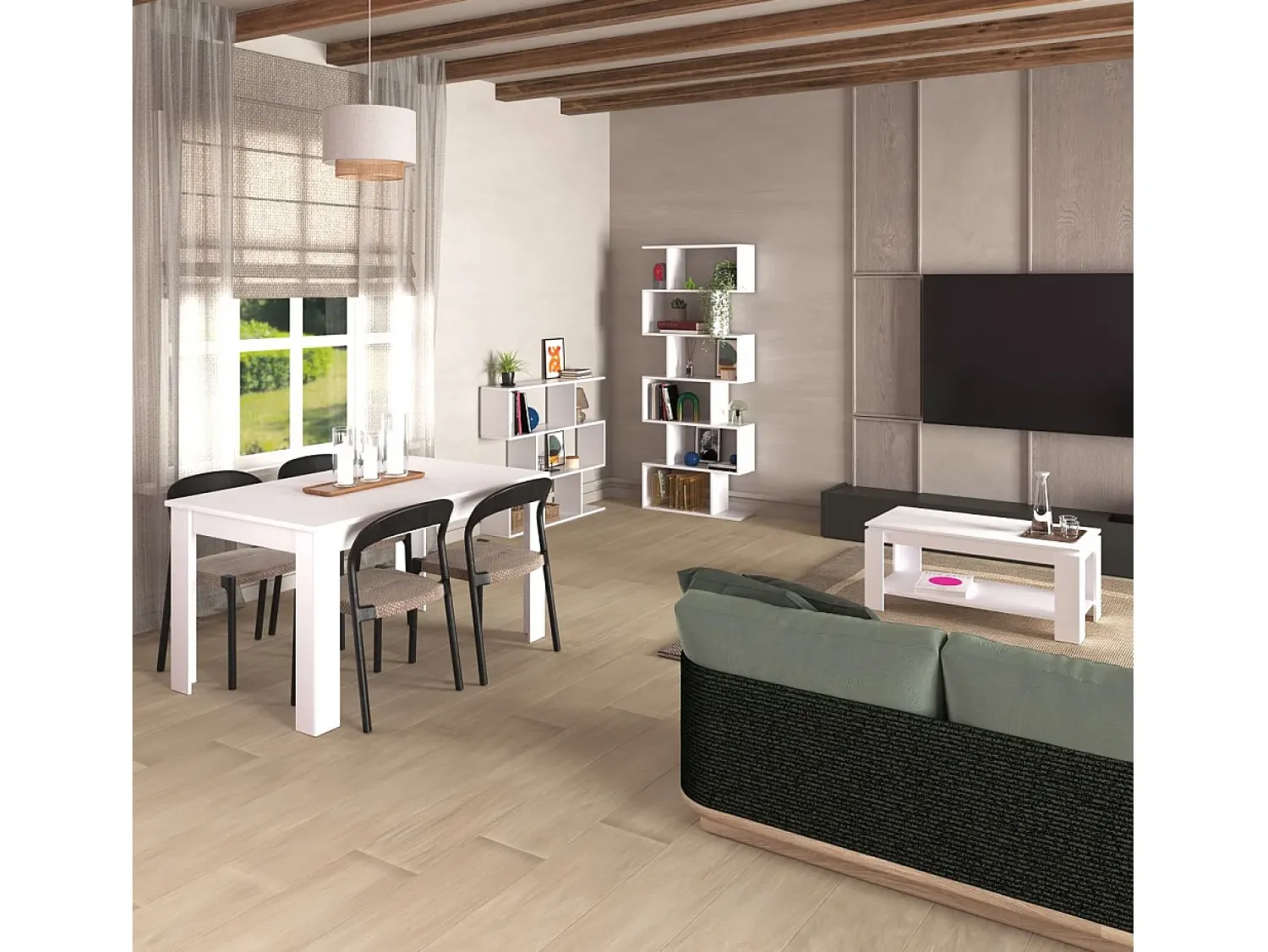 Outlet duehome Prateleira alta Zoe Blanco Brillo Cinzento