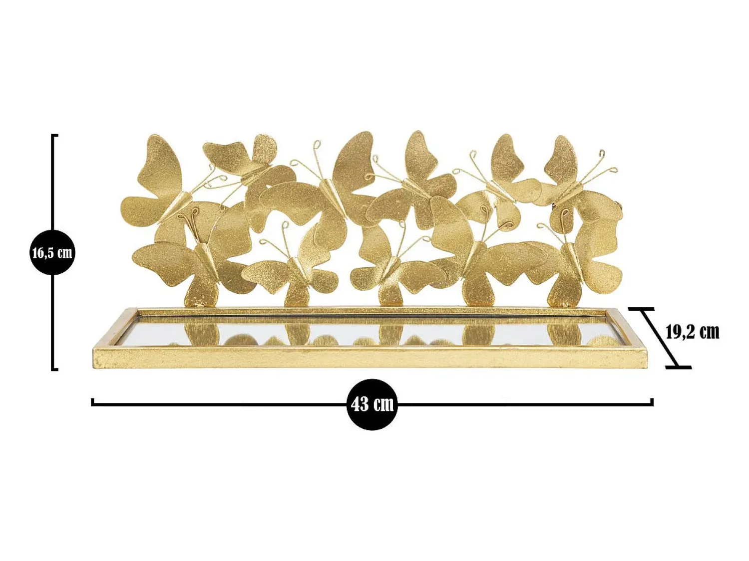 New Prateleira Borboleta 18, Ouro, 43x19,2x16,5 cm, Kendra Home Dourado