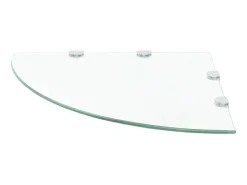 Prateleira canto, suportes cromados, vidro 45x45cm PT995028^ Prateleira