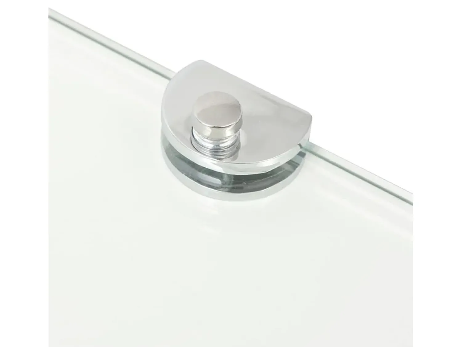 Prateleira canto, suportes cromados, vidro 45x45cm PT995028^ Prateleira