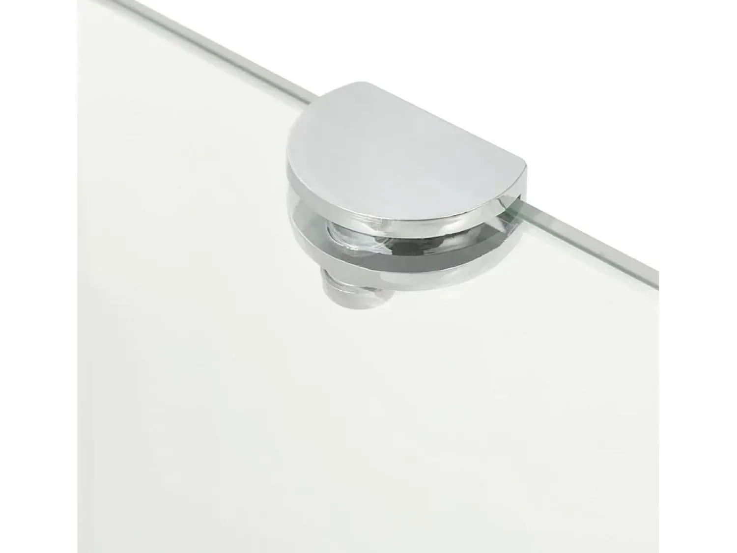 Prateleira canto, suportes cromados, vidro 45x45cm PT995028^ Prateleira
