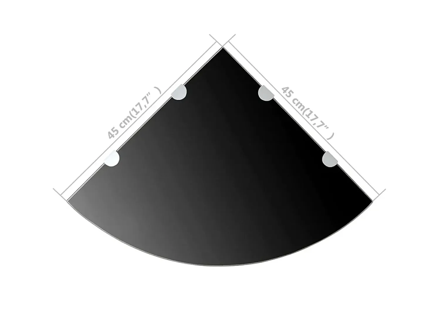 Prateleira* Prateleira canto, suportes cromados, vidro 45x45cm PT704969 Preto
