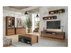 Prateleira|Meublorama Prateleira 120cm coleção WINDSOR. Cores carvalho escuro e cinza antracite. Castanho