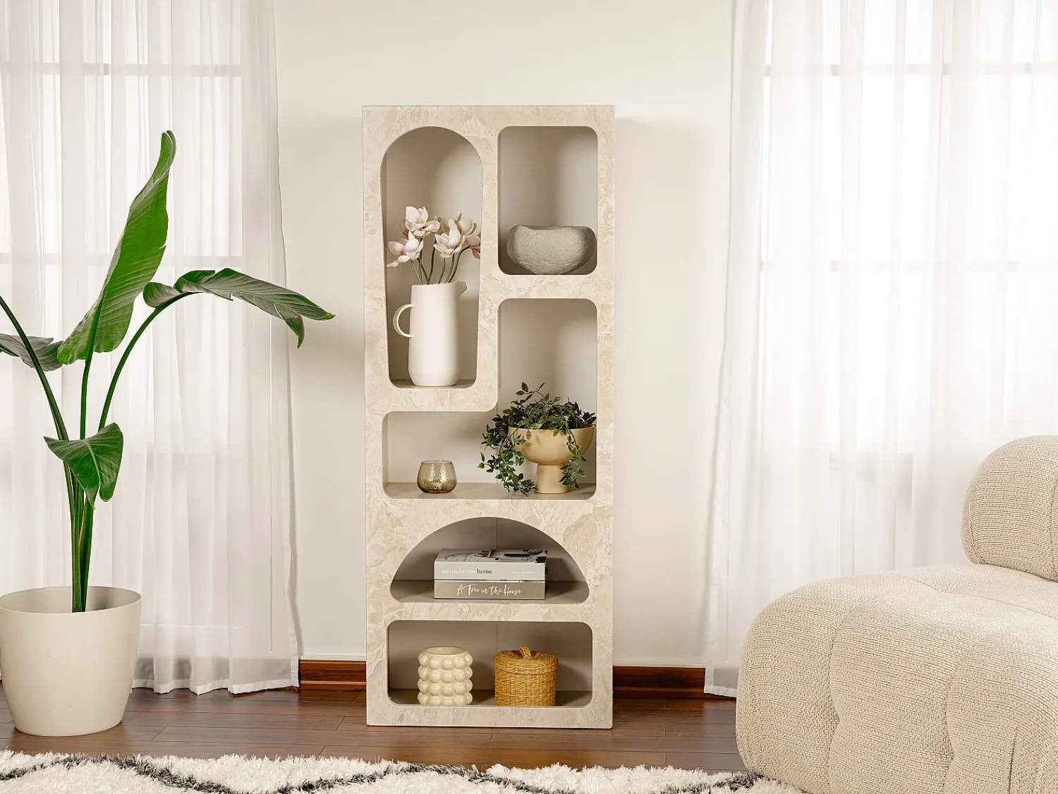 Prateleira*Vente-unique Prateleira com 5 nichos - Efeito mármore - LUELA Bege