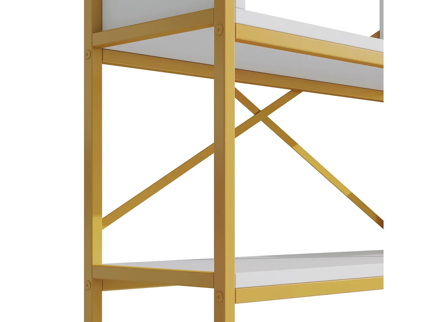 Online Hauss Spole Prateleira com as dimensões de 160 x 29,5 x 180 cm - Metal e MDF - Dourada e branca Branco