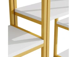 Online Hauss Spole Prateleira com as dimensões de 160 x 29,5 x 180 cm - Metal e MDF - Dourada e branca Branco