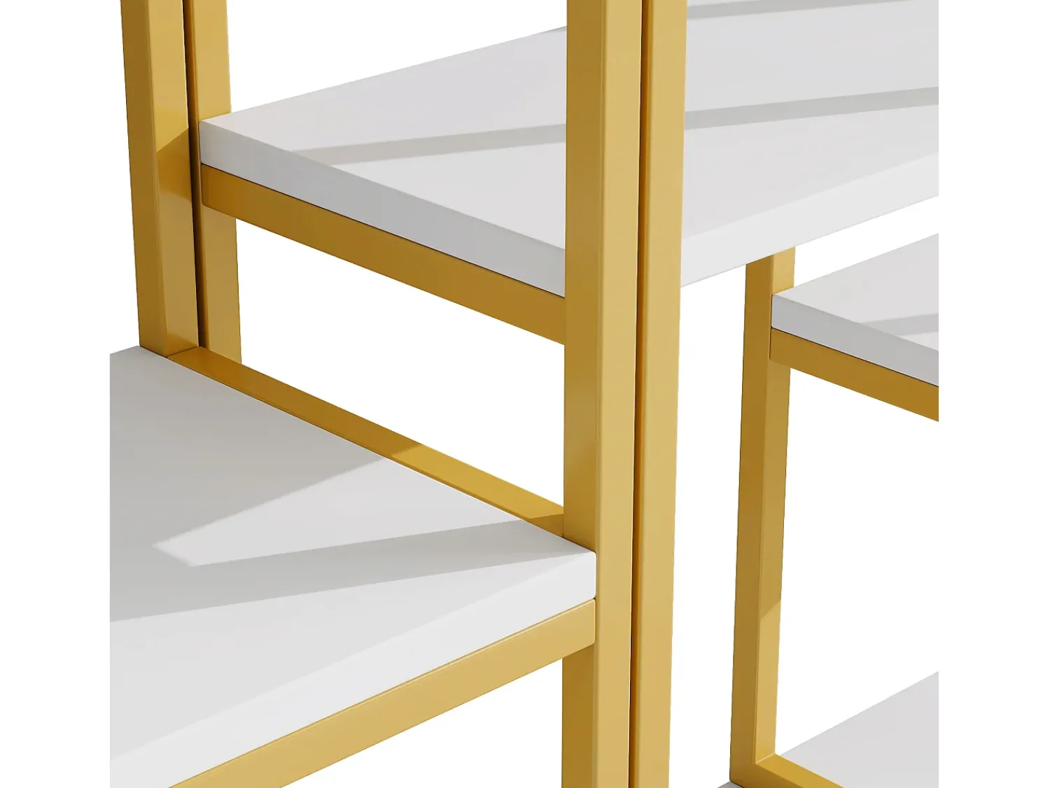 Online Hauss Spole Prateleira com as dimensões de 160 x 29,5 x 180 cm - Metal e MDF - Dourada e branca Branco