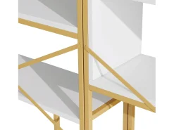 Online Hauss Spole Prateleira com as dimensões de 160 x 29,5 x 180 cm - Metal e MDF - Dourada e branca Branco