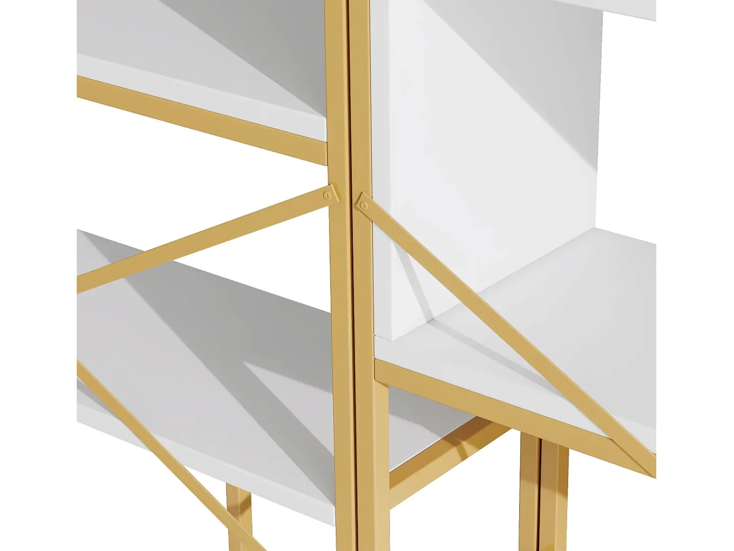 Online Hauss Spole Prateleira com as dimensões de 160 x 29,5 x 180 cm - Metal e MDF - Dourada e branca Branco