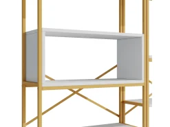 Online Hauss Spole Prateleira com as dimensões de 160 x 29,5 x 180 cm - Metal e MDF - Dourada e branca Branco