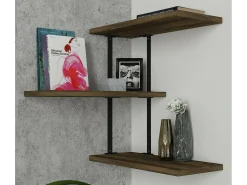 Dmora Prateleira Dboseggi, Prateleira, Prateleira de parede, Prateleiras multiusos, 45x20h47 cm, Noz e Preto^ Prateleira