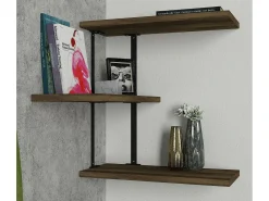 Dmora Prateleira Dboseggi, Prateleira, Prateleira de parede, Prateleiras multiusos, 45x20h47 cm, Noz e Preto^ Prateleira