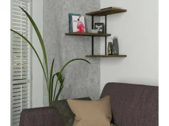 Dmora Prateleira Dboseggi, Prateleira, Prateleira de parede, Prateleiras multiusos, 45x20h47 cm, Noz e Preto^ Prateleira