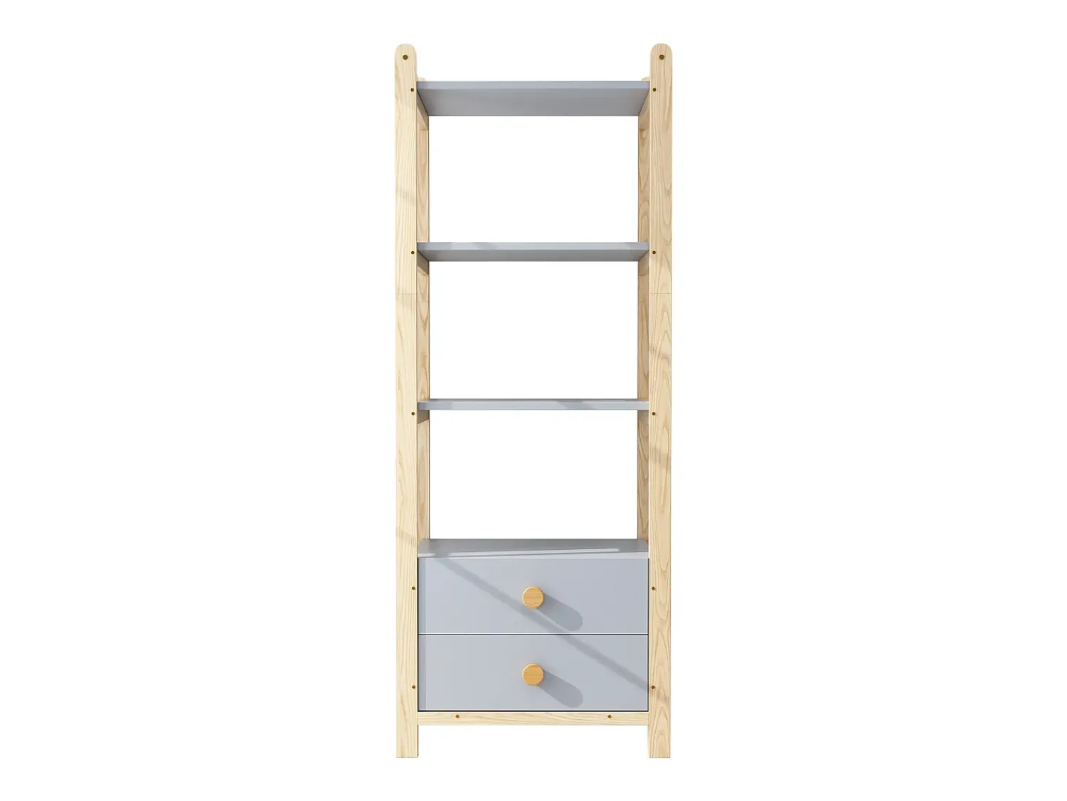 Online ModernLuxe Prateleira de armazenamento 70x44x180 cm - 2 gavetas - puxadores de madeira maciça - estrutura de pinho - + natural Azul