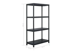 Prateleira*Mobikasa Prateleira de armazenamento 100 kg 60 x 30 x 138 cm plástico 02_0000634 Preto
