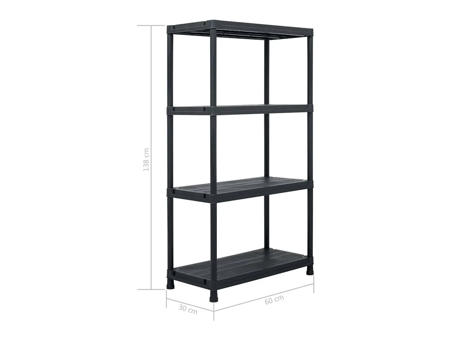 Prateleira*Mobikasa Prateleira de armazenamento 100 kg 60 x 30 x 138 cm plástico 02_0000634 Preto