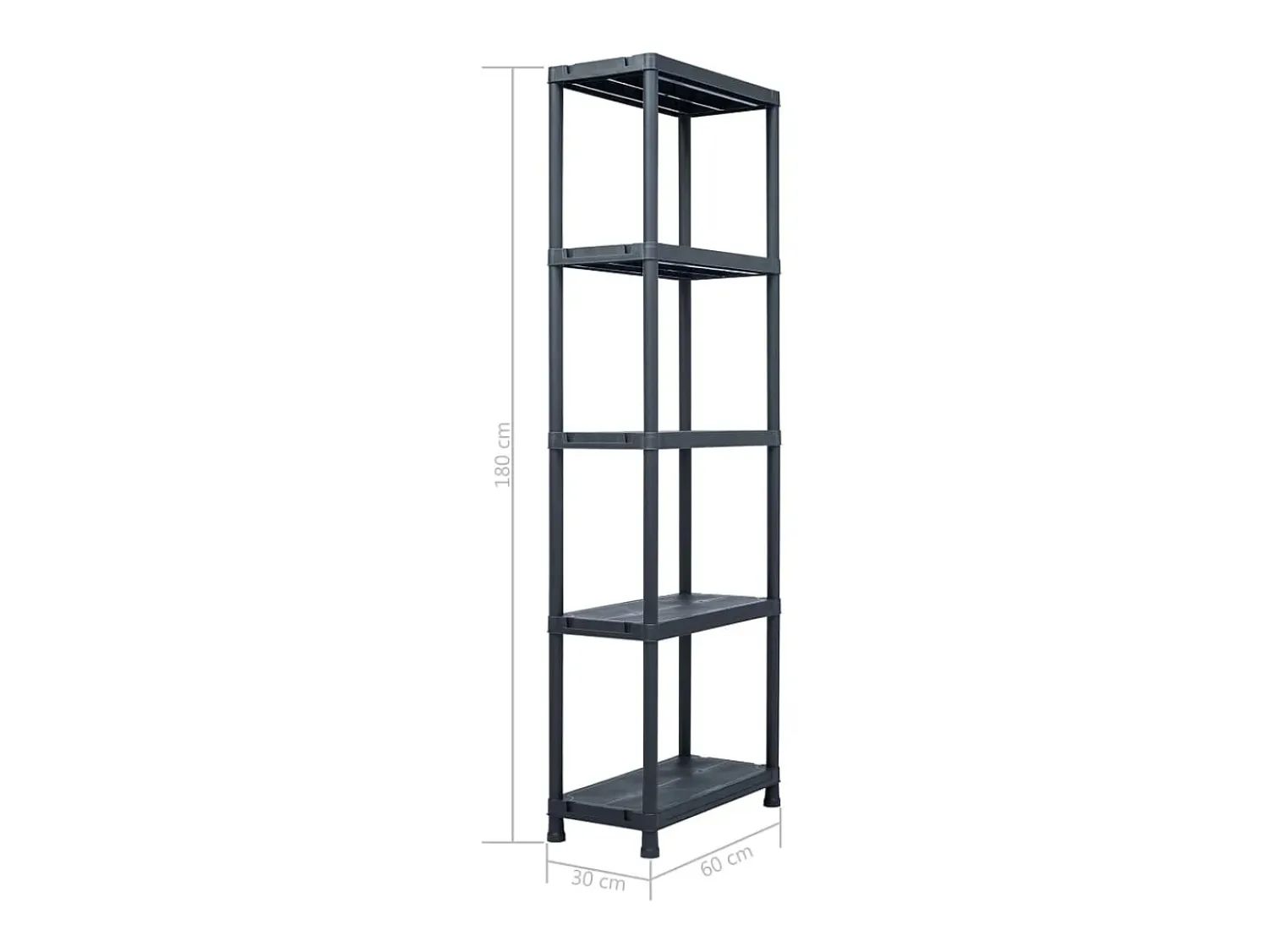 Clearance Helloshop26 Prateleira de armazenamento 125 kg 60 x 30 x 180 cm plástico 02_0000635 Preto