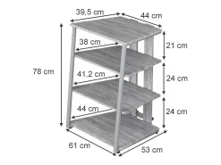 New Vicco Prateleira de armazenamento cinza 61x53x78 tonar Cinzento