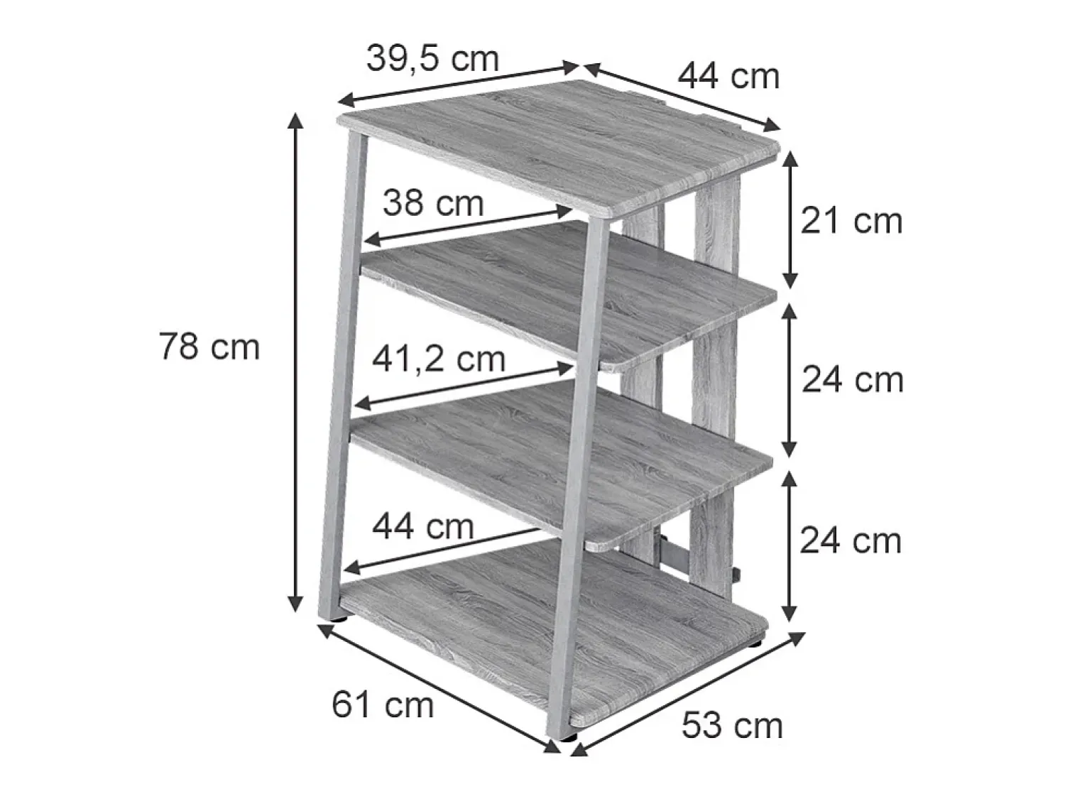 New Vicco Prateleira de armazenamento cinza 61x53x78 tonar Cinzento