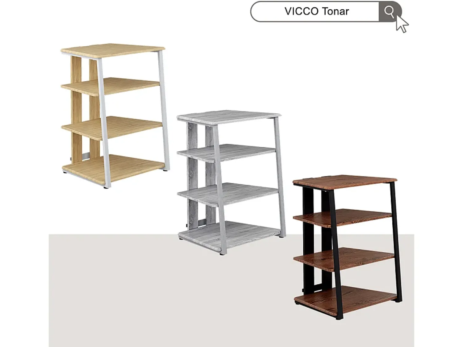 New Vicco Prateleira de armazenamento cinza 61x53x78 tonar Cinzento