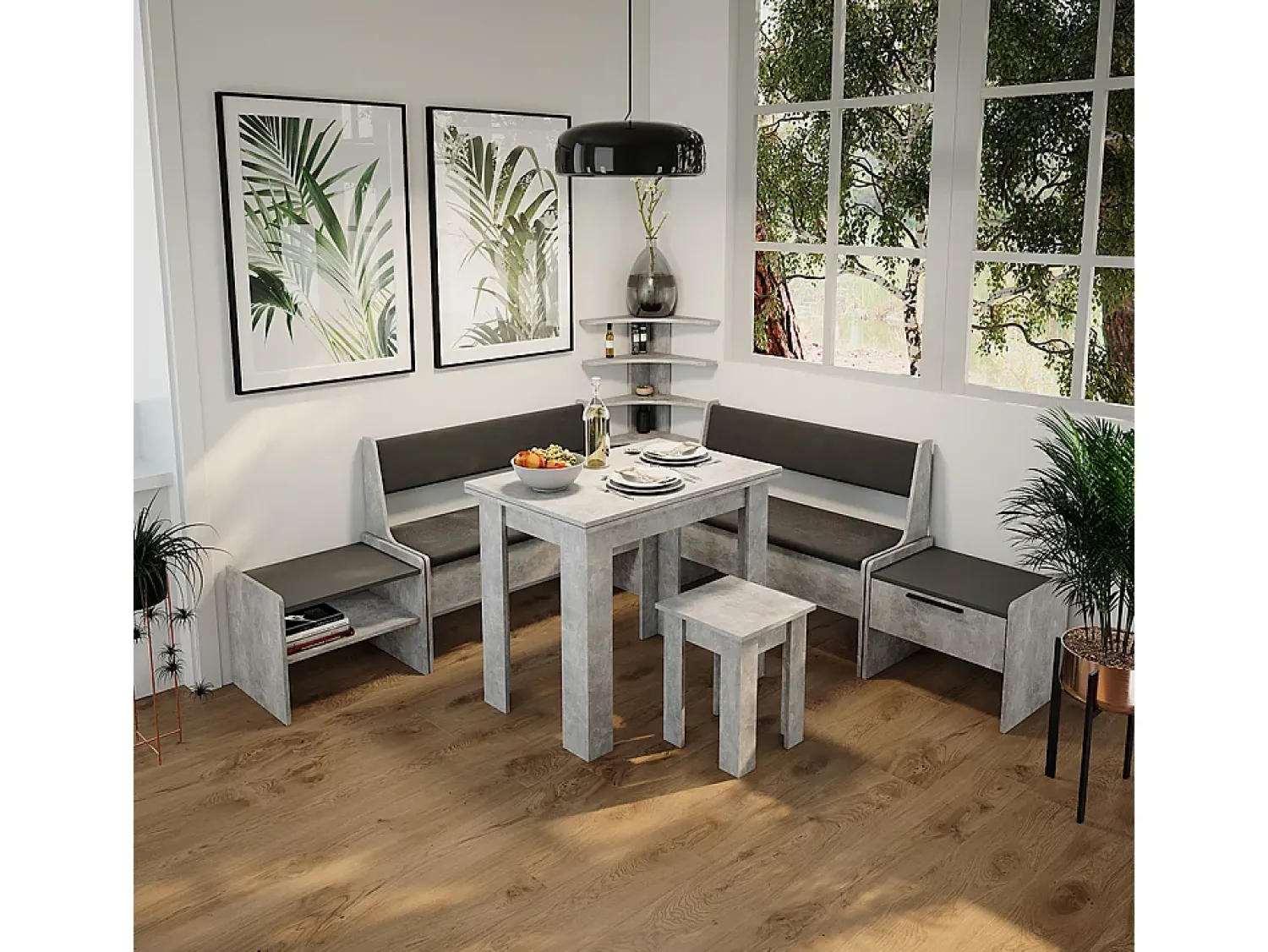 Vicco Prateleira de canto betão 43.5x43.5x37 roman^ Prateleira